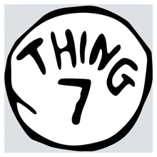 a black and white drawing of the word thing 7