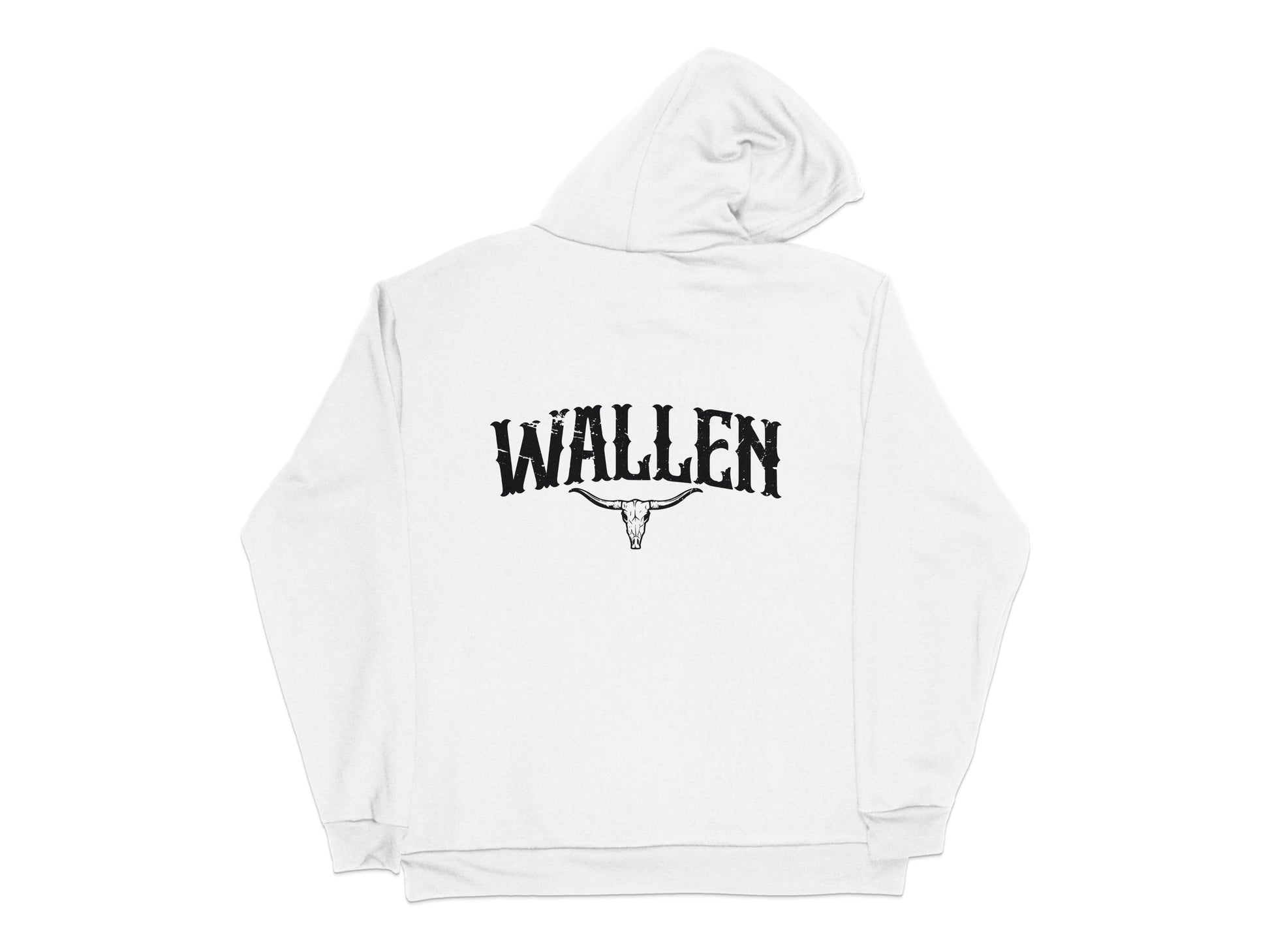 Wallen Bull Skull Graphic Hoodie, Unisex White Pullover, Casual Winter Apparel, Trendy Streetwear
