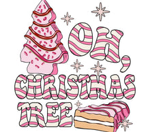 Oh Christmas Tree Pink Graphic Tee, Quirky Holiday Dessert Themed T-Shirt Design, Festive Apparel