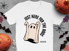 Cute Ghost T-Shirt, Just Here For The Boos, Halloween Party Tee, Spooky Fun Ghost Apparel, Autumn Graphic Shirt