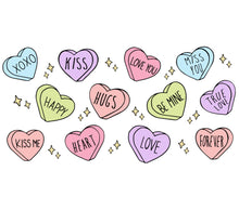 Colorful Heart Stickers with Love Messages, Valentines Day Decor, Kiss, Hug, XOXO, Forever, True Love