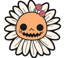 Quirky Halloween Daisy Decor, Pumpkin Skull Flower Vinyl Sticker, Cute Autumn Decal
