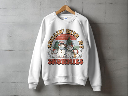 Chillin with My Snowmies Sweatshirt, Unisex Christmas Sweater, Cute Snowman Graphic, Holiday Apparel, Festive Winter Clothing