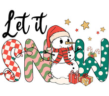 Let It Snow Snowman Christmas Illustration, Cute Holiday Decor, Festive Wall Art, Winter Digital Print, Kids Room Decoration, Red Green