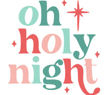 Oh Holy Night Colorful Christmas Text Art Poster, Festive Holiday Home Decor Wall Hanging