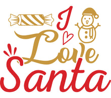 I Love Santa Holiday Graphic Tee, Cute Snowman and Candy Christmas Shirt Design