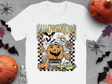 Halloween Town Graphic T-Shirt Vintage Car Pumpkin Skeleton Spooky Fall Tee
