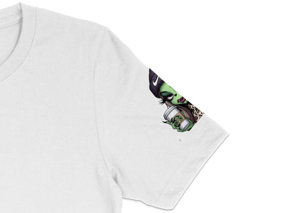 Unique White T-Shirt with Colorful Sleeve Print, Unisex Casual Graphic Tee, Comfortable Cotton Shirt for All Fans