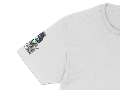 Unique Geisha Graphic Print T-Shirt, Stylish Vintage Japanese Art Tee, Soft Cotton Shirt
