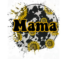 Mama Sunflower Cow Print Graphic T-Shirt, Black and White Floral Tee, Unique Gift for Mothers, Casual Wear