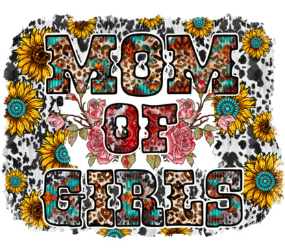Colorful Floral Mom of Girls Typography Print, Sunflower and Rose Art, Unique Gift for Mother