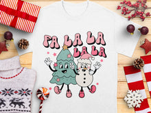 Fa La La La La Christmas Tree and Snowman T-Shirt, Cute Holiday Graphic Tee, Festive Winter Apparel