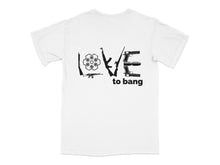 Unisex White Graphic Tee 'Love to Bang' Drum Set Design Casual Streetwear T-Shirt