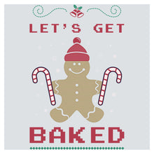 a cross stitch pattern of a gingerbread man with candy canes