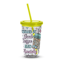 Funky Iced Coffee Tumbler, Anxiety Quote Travel Cup, Colorful Insulated Drinkware, Unique Gift Idea