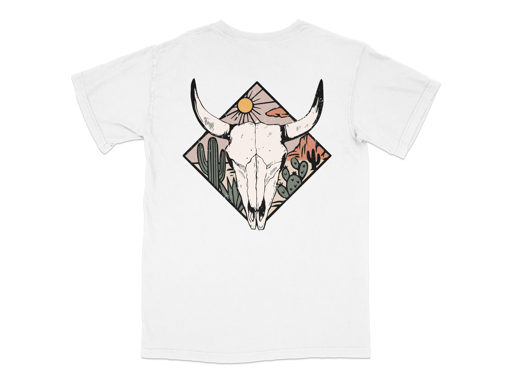 Boho Bull Skull T-Shirt, Desert Aesthetic, Southwest Style, Unisex Graphic Tee, Nature Inspired, Casual Wear, Unique Fashion Design