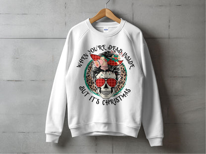 Unique Christmas Skull Sweatshirt, Festive Holiday Apparel, Cool Winter Clothing, Unisex Jumper Gift Idea