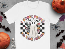 Ghost People All Year Round T-Shirt, Halloween Spooky Tee, Checkered Floral Graphic Shirt
