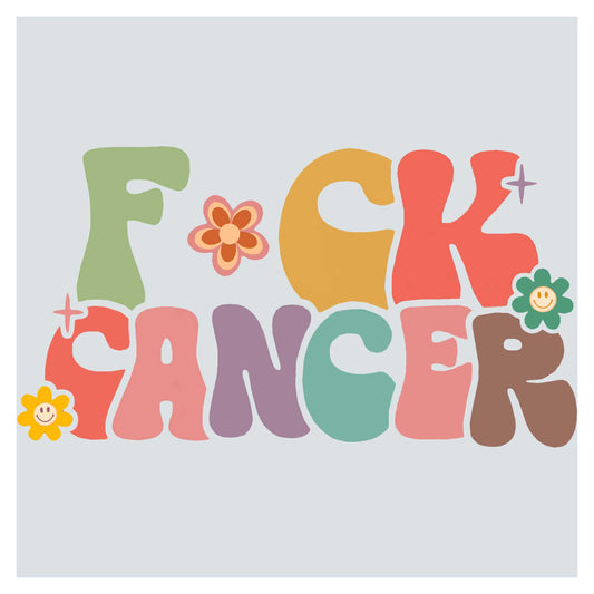 the word f is for cancer with flowers on it