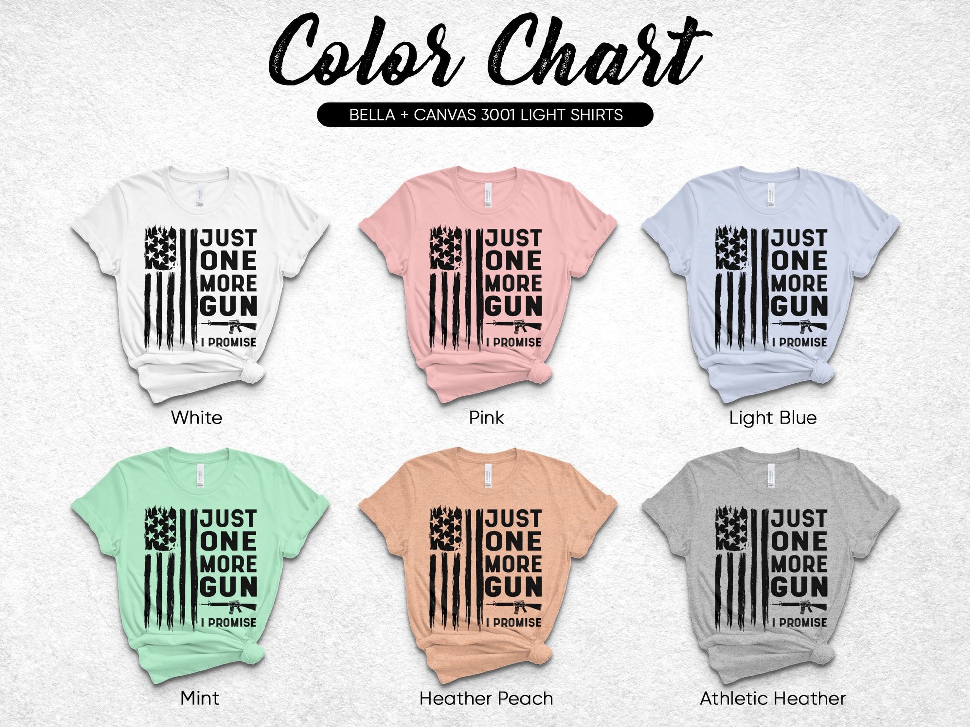 Bella Canvas 3001 T-Shirts Color Chart, Various Colors, Unisex Casual Tees, Graphic Printed Tops